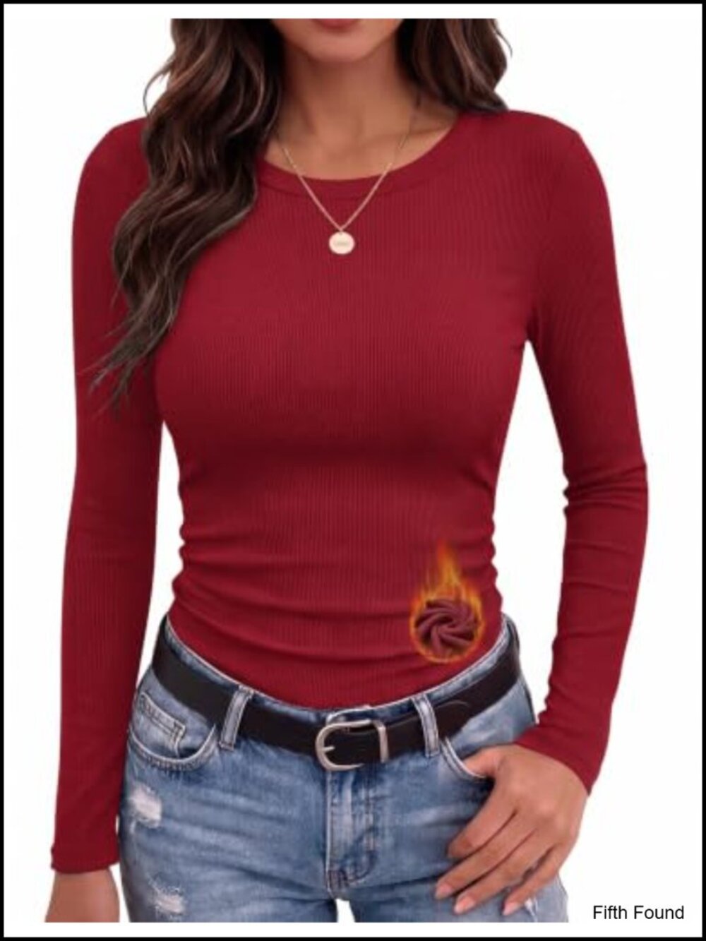 Women's Long Sleeve Thermal Top Crewneck Ribbed Knit Casual Basic Tee Base Layer